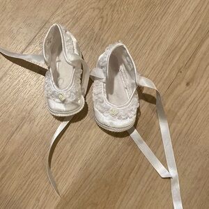 Ivory Trimfoot newborn baptism/christening shoes
